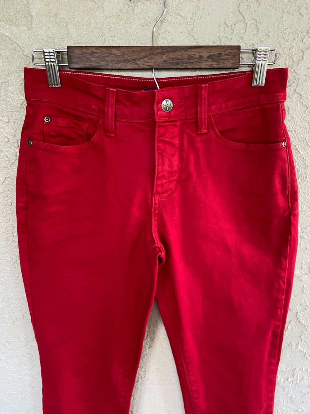 NYDJ  Mid Rise ALINA Legging Stretch Red Jeans Size 2 - Picture 3 of 10